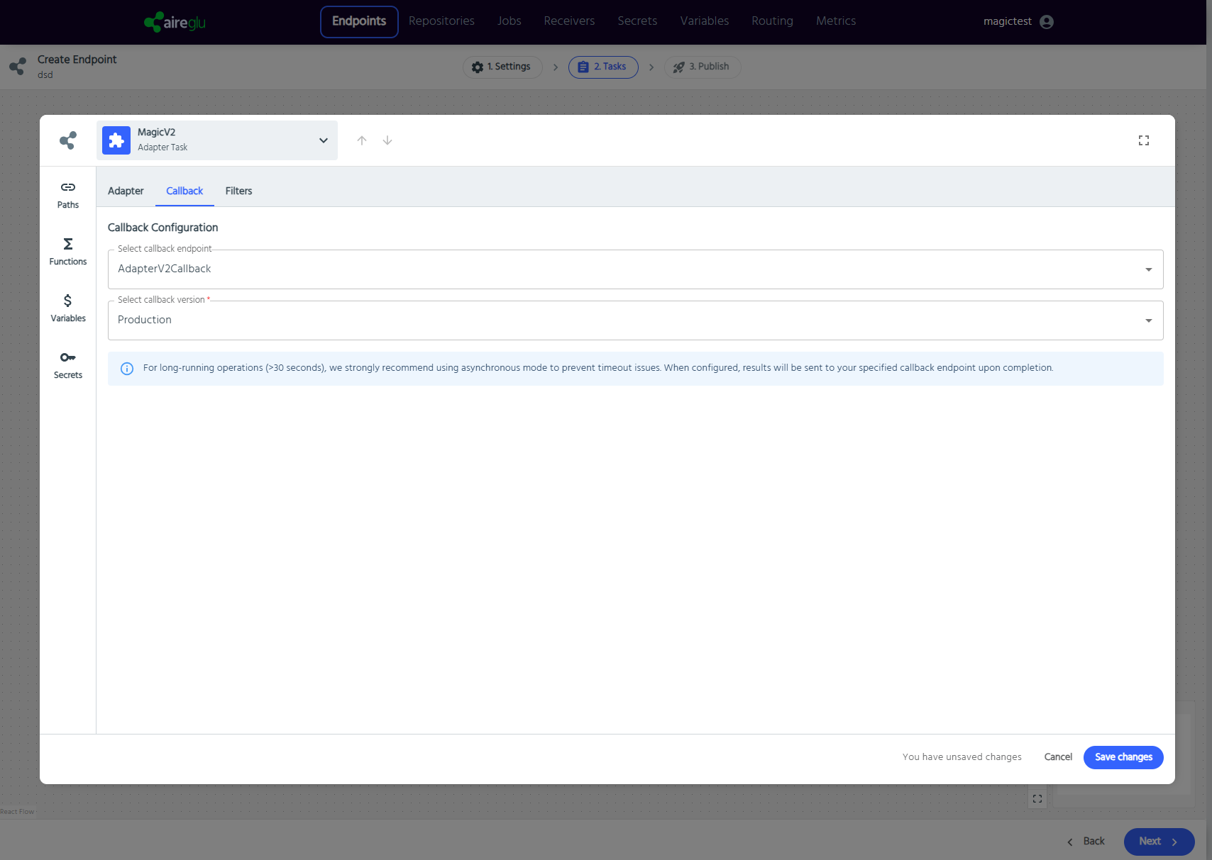 adapter callback