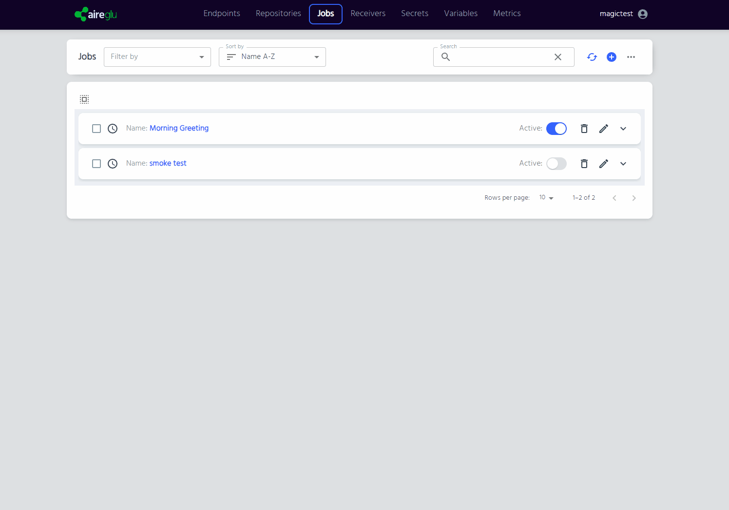 Jobs page