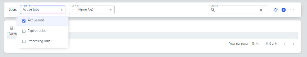 Jobs list filter