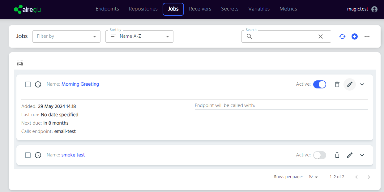 Jobs page
